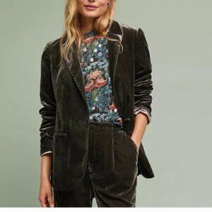 Anthropolgie ett:twa Gallery Velvet Womens Blazer Jacket Taupe Brown Size 0